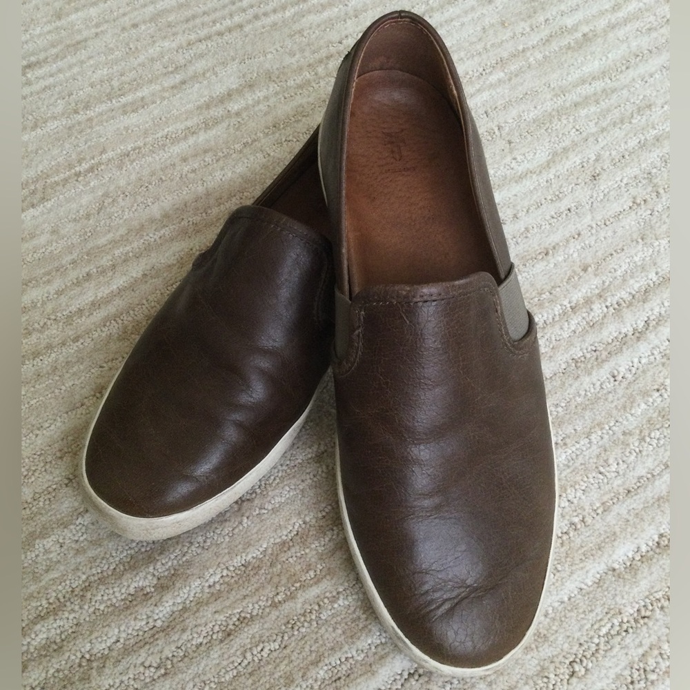 Frye Company Dylan 3479264-ASH Slip On Sneakers Flats Shoes Brown Leather 9.5